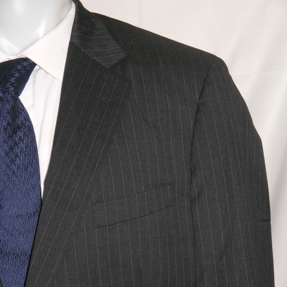 Brooks Brothers 1818 Madison Charcoal Stripes Two Button Suit 45L